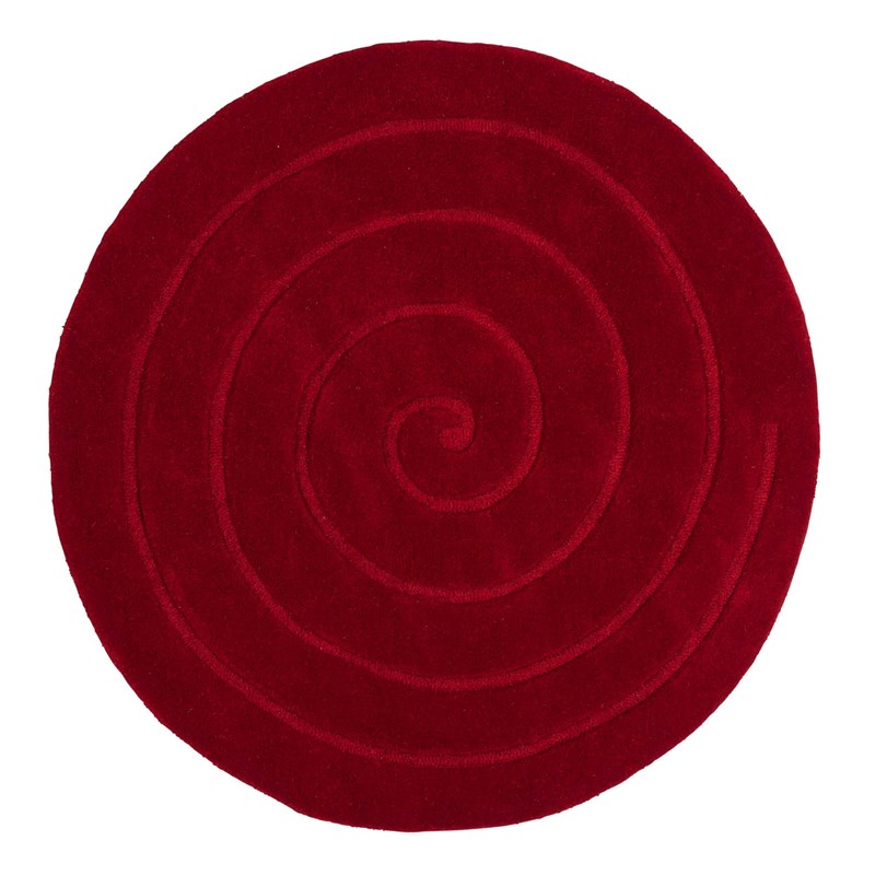 Spiral Circular Wool Rugs in Red buy online from the rug seller uk